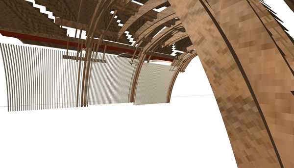 Demountable pavilion, internal perspective.