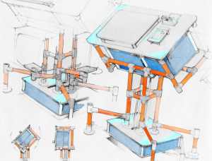 Initial sketch of tubular framed machine.